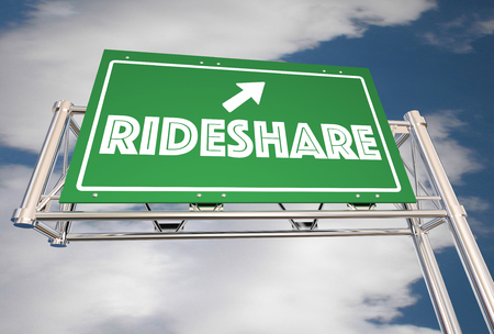 A Rideshare sign under blue skies and clouds - Manning Insurance Services.